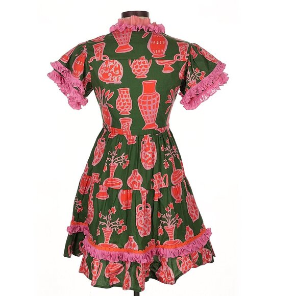 CeliaB Pitambari Tiered Ruffle-Trim Mini Dress Medium - Picture 3 of 5